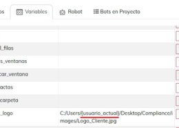 Variable en ruta. Pestaña Variables
